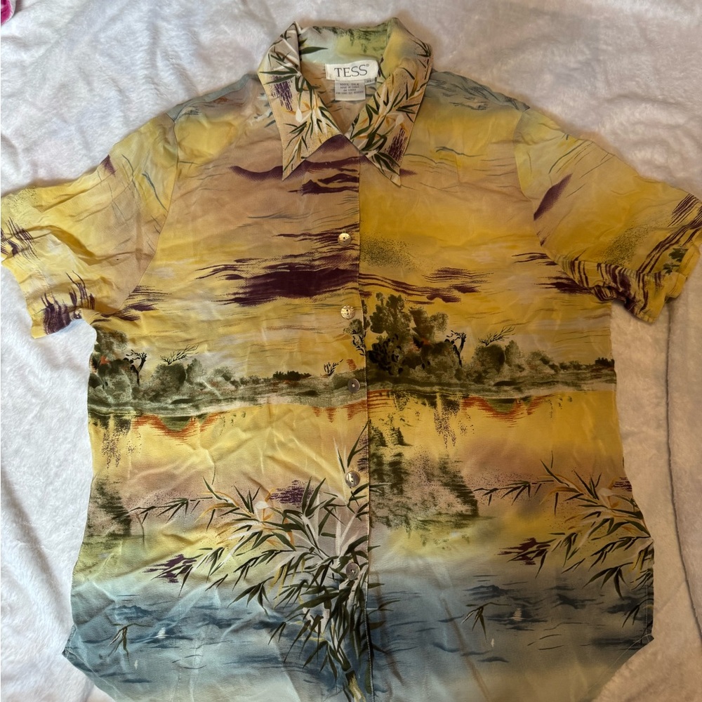 vintage silk tess tropical shirt